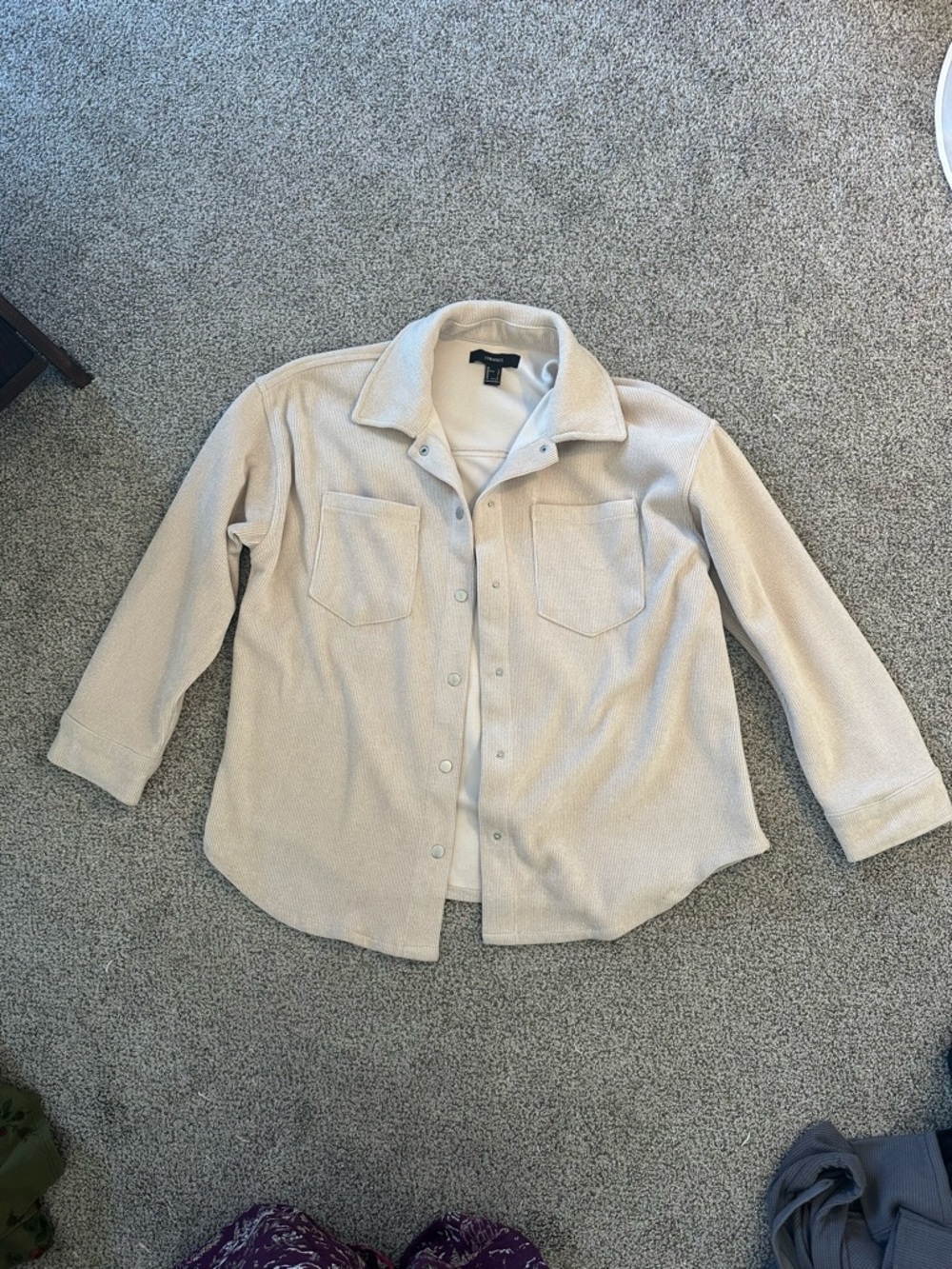 Forever 21 Cream Ribbed Collar Jacket